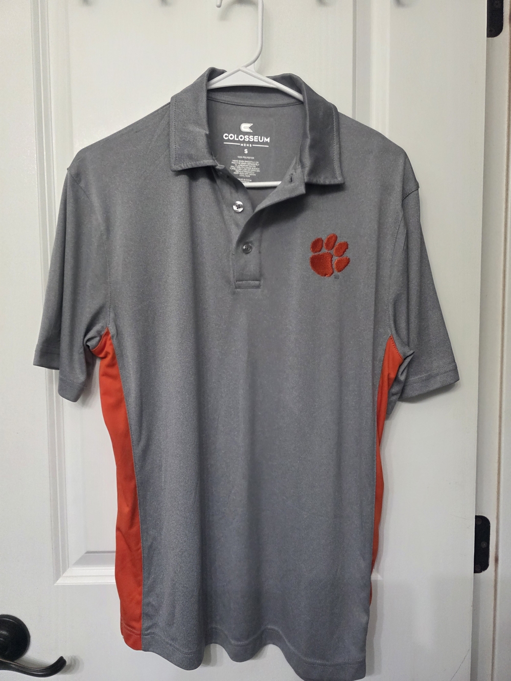 Gray and orange Clemson Tigers polo shirt by Colosseum Athletics
